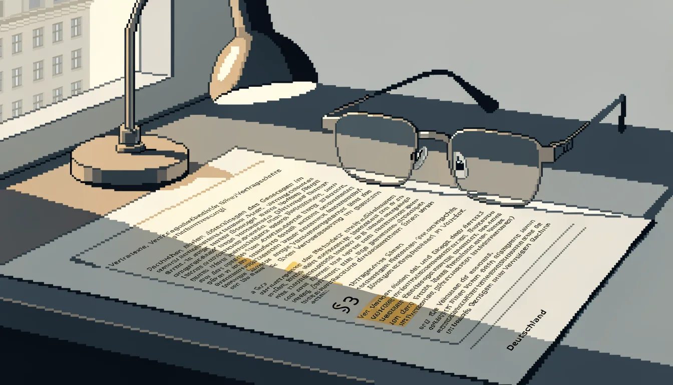Lesebrille auf Vertragstext mit markierten Klauseln